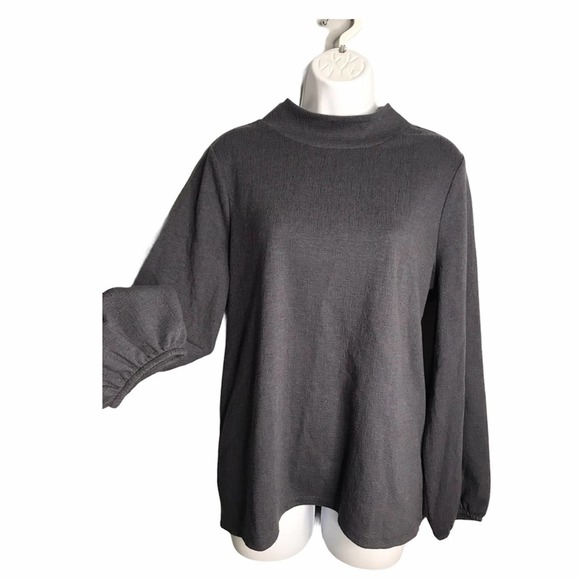 Old Navy | NEW Gray Waffle Knit High Neck Blouse - Picture 1 of 7